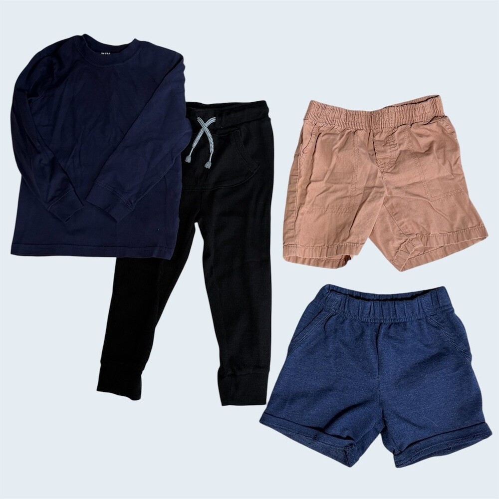 Carter's Boys Outfit Set Size 3T 4pc Long Sleeve Shirt Joggers Shorts Lot